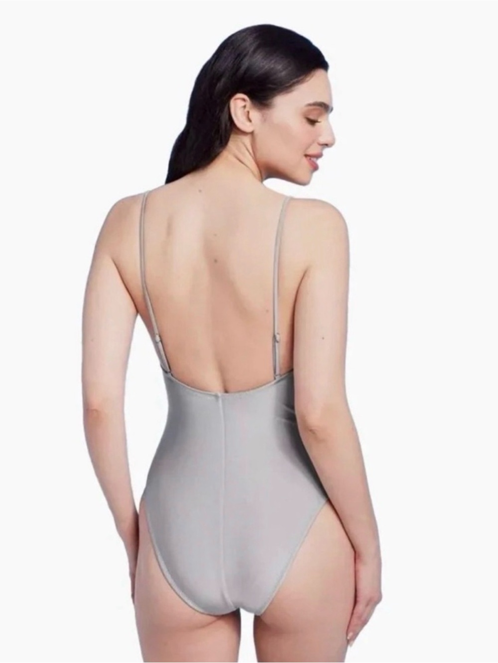 Shade & Shore Seamless Scoop-Back Shaping swimsuit in Light Gray